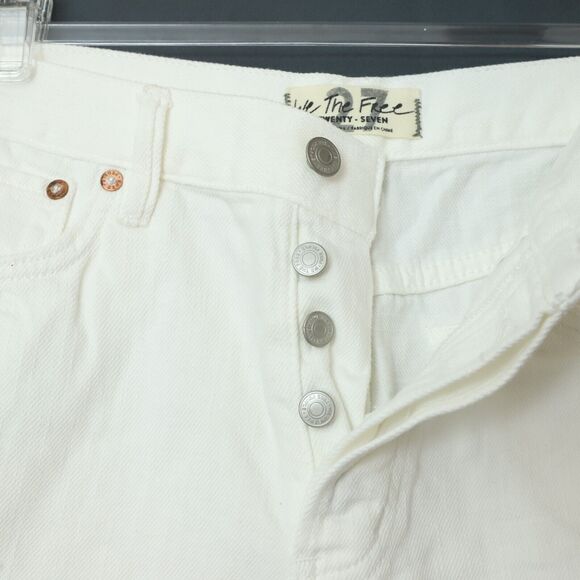 Free People WE THE FREE Living Good Vibrations Cutoff Shorts 27 White Denim B51 - Picture 4 of 5